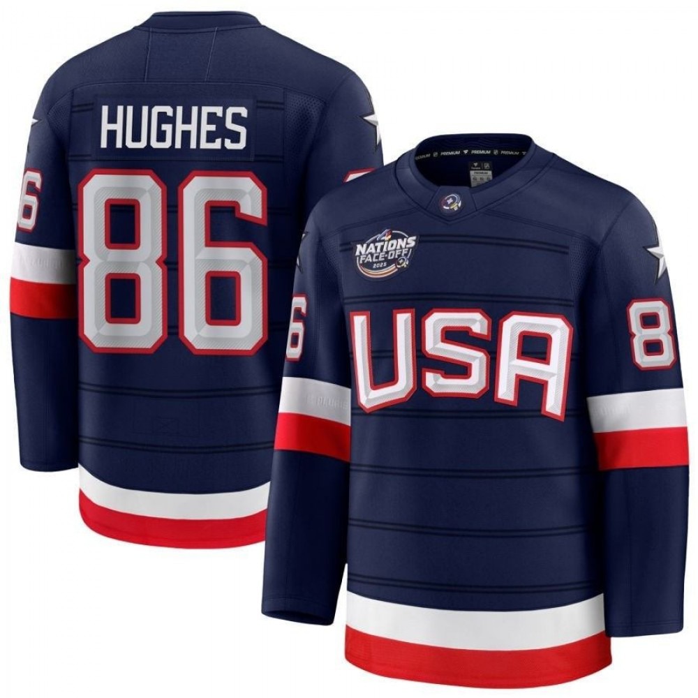Jack Hughes USA 2025 Navy 4 Nations Face-Off Jersey-Pro Kit Vault | Brand New 26/27 Sports Jerseys